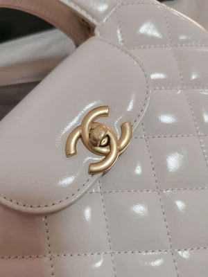 Chanel AS4416 Mini Shopping Bag shiny aged Calfskin gold tone metal Beige - Default Title - View 6