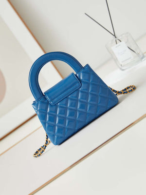 Chanel AS4416 Mini Shopping Bag shiny aged Calfskin gold tone metal Electric blue - Default Title - View 15