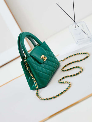 Chanel AS4416 Mini Shopping Bag shiny aged Calfskin Gold tone metal Green - Default Title - View 3