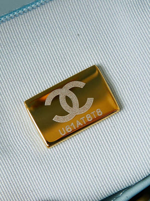 Chanel AS4416 Mini Shopping Bag shiny aged Calfskin gold tone metal Lake Blue - Default Title - View 9