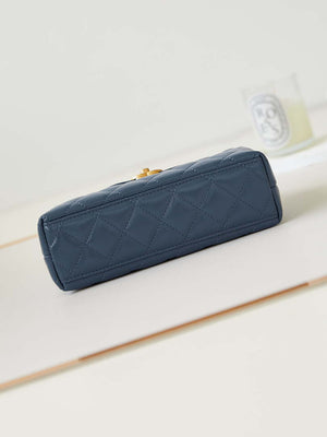 Chanel AS4416 Mini Shopping Bag shiny aged Calfskin gold tone metal Navy Blue - Default Title - View 6