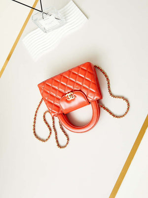 Chanel AS4416 Mini Shopping Bag shiny aged Calfskin gold tone metal Orange red - Default Title - View 6
