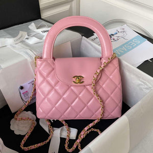 Chanel AS4416 Mini Shopping Bag shiny aged Calfskin gold tone metal Pink - Default Title - View 1