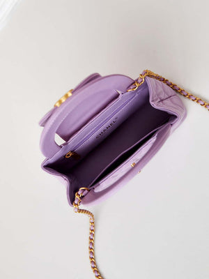 Chanel AS4416 Mini Shopping Bag shiny aged Calfskin gold tone metal Purple - Default Title - View 8