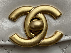 Chanel AS4416 Mini Shopping Bag shiny aged Calfskin gold tone metal White - Default Title - View 7