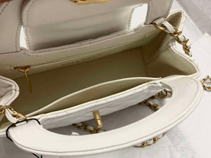 Chanel AS4416 Mini Shopping Bag shiny aged Calfskin gold tone metal White - Default Title - View 8