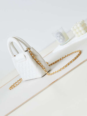 Chanel AS4416 Mini Shopping Bag shiny aged Calfskin gold tone metal Off-White - Default Title - View 4
