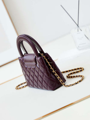 Chanel AS4416 Mini Shopping Bag shiny aged Calfskin Gold tone metal Wine Red - Default Title - View 4
