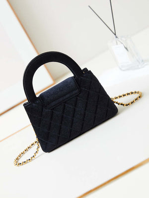 Chanel AS4416 Mini Shopping Bag Velvet & Gold Metal Black - Default Title - View 5