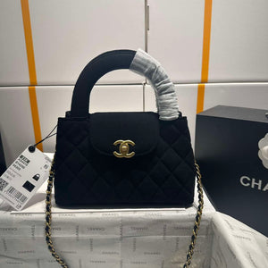 Chanel AS4416 Mini Shopping Bag Velvet gold tone metal Black - Default Title - View 1