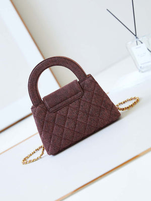 Chanel AS4416 Mini Shopping Bag Washed Denim & Gold-Tone Metal Orange & Black - Default Title - View 5