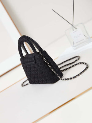 Chanel AS4416 Printed Denim & Ruthenium-Finish Metal Black & Gray - Default Title - View 4