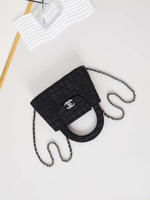Chanel AS4416 Printed Denim & Ruthenium-Finish Metal Black & Gray - Default Title - View 7