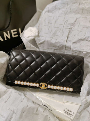 Chanel AS4455 CLUTCH Lambskin Imitation Pearls & Gold Metal Black - Default Title - View 2