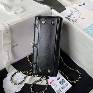 Chanel AS4469 Mini BOX Bag Shiny Calfskin & Gold-Tone Metal Black - Default Title - View 6