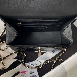 Chanel AS4469 Mini BOX Bag Shiny Calfskin & Gold-Tone Metal Black - Default Title - View 7