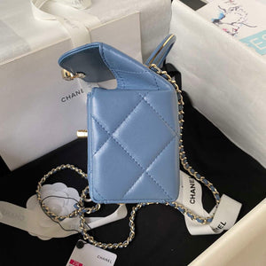 Chanel AS4469 Mini BOX Bag Shiny Calfskin & Gold-Tone Metal Blue - Default Title - View 6