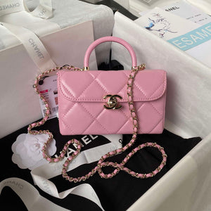 Chanel AS4469 Mini BOX Bag Shiny Calfskin & Gold-Tone Metal Pink - Default Title - View 1