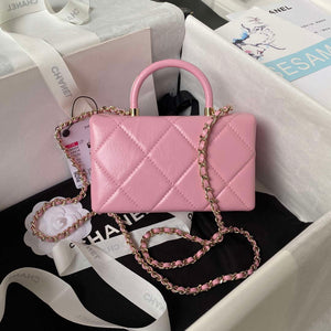 Chanel AS4469 Mini BOX Bag Shiny Calfskin & Gold-Tone Metal Pink - Default Title - View 2