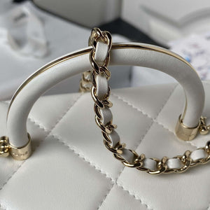 Chanel AS4469 Mini BOX Bag Shiny Calfskin & Gold-Tone Metal White - Default Title - View 4