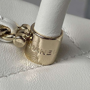Chanel AS4469 Mini BOX Bag Shiny Calfskin & Gold-Tone Metal White - Default Title - View 6