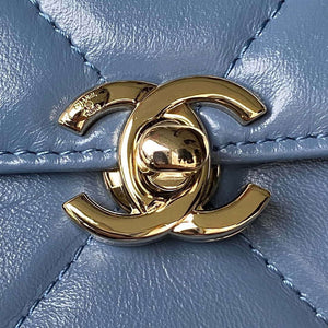 Chanel AS4469 Small BOX Bag Shiny Calfskin & Gold-Tone Metal Blue - Default Title - View 3