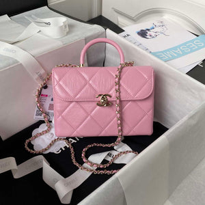 Chanel AS4469 Small BOX Bag Shiny Calfskin & Gold-Tone Metal Pink - Default Title - View 1