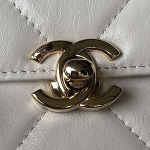 Chanel AS4469 Small BOX Bag Shiny Calfskin & Gold-Tone Metal White - Default Title - View 3