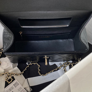 Chanel AS4471 Small BOX Bag Shiny Calfskin & Gold-Tone Metal Black - Default Title - View 6