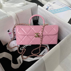 Chanel AS4471 Small BOX Bag Shiny Calfskin & Gold-Tone Metal Pink - Default Title - View 1