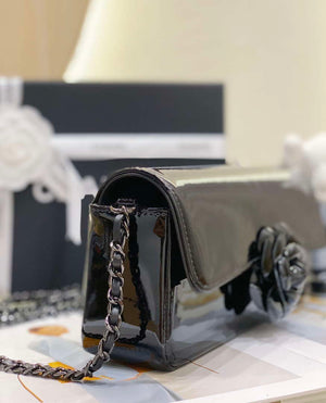Chanel AS4498 Clutch Flap Bag Patent Calfskin & Gold Metal Black - Default Title - View 6