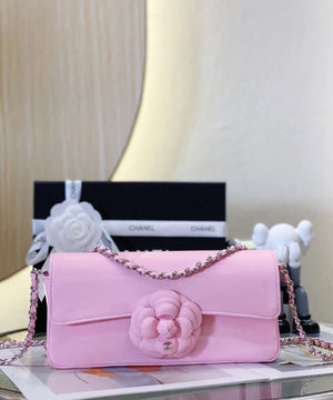 Chanel AS4498 Clutch Flap Bag Patent Calfskin & Gold Metal Pink - Default Title - View 1
