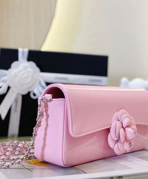 Chanel AS4498 Clutch Flap Bag Patent Calfskin & Gold Metal Pink - Default Title - View 6
