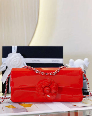 Chanel AS4498 Clutch Flap Bag Patent Calfskin & Gold Metal Red - Default Title - View 1