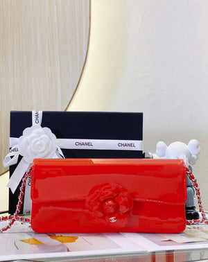Chanel AS4498 Clutch Flap Bag Patent Calfskin & Gold Metal Red - Default Title - View 2