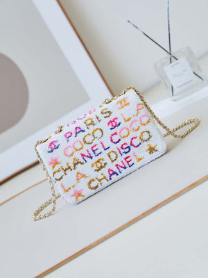 Chanel 24C AS4561 Flap Bag Sequins Gold-Tone Metal White - Default Title - View 5