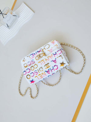 Chanel 24C AS4561 Flap Bag Sequins Gold-Tone Metal White - Default Title - View 6