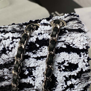 Chanel AS4561 Evening Bag Sequins & Silver-Tone Metal Black White - Default Title - View 4