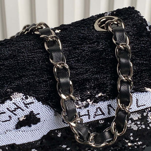 Chanel AS4561 Evening Bag Sequins & Silver-Tone Metal Black & White - Default Title - View 3