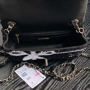 Chanel AS4561 Evening Bag Sequins & Silver-Tone Metal Black & White - Default Title - View 7
