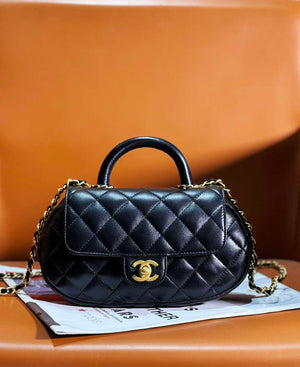 Chanel AS4569 Large Bag With Top Handle Pearly Lambskin & Gold-Tone Metal Black - Default Title - View 1