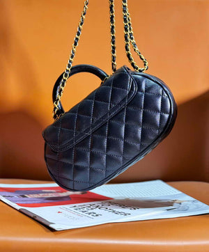Chanel AS4569 Large Bag With Top Handle Pearly Lambskin & Gold-Tone Metal Black - Default Title - View 4
