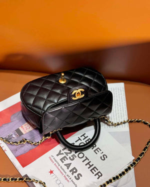 Chanel AS4573 Small Bag With Top Handle Pearly Lambskin & Gold-Tone Metal Black - Default Title - View 5