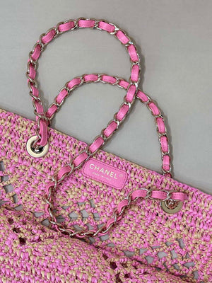 Chanel AS4576 25SS Shopping Bag Pink Raffia - Default Title - View 3