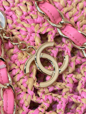 Chanel AS4576 25SS Shopping Bag Pink Raffia - Default Title - View 6