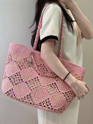 Chanel AS4576 25SS Shopping Bag Pink Raffia - Default Title - View 14