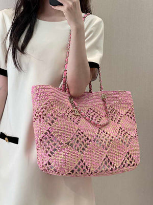 Chanel AS4576 25SS Shopping Bag Pink Raffia - Default Title - View 15