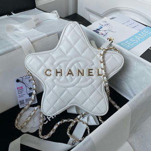 Chanel AS4579 Star Handbag metallic Lambskin gold metal Whtie - Default Title - View 1