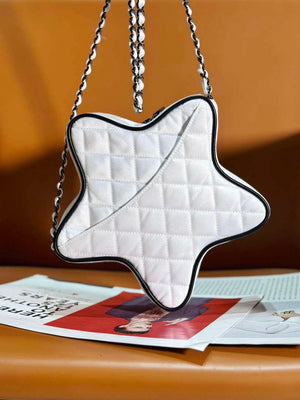 Chanel AS4579 Star Handbag Satin & Black-tone metal White - Default Title - View 3