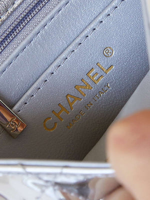 Chanel AS4646 MINI FLAP BAG & STAR COIN PURSE Mirror Calfskin Metallic Calfskin & Gold-Tone Metal Silver - Default Title - View 8